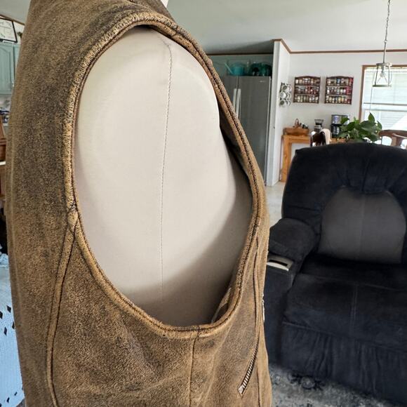 WilliWear Brown Suede Leather Vest Womens Size Medium Zip Front Pockets Western - Picture 7 of 11